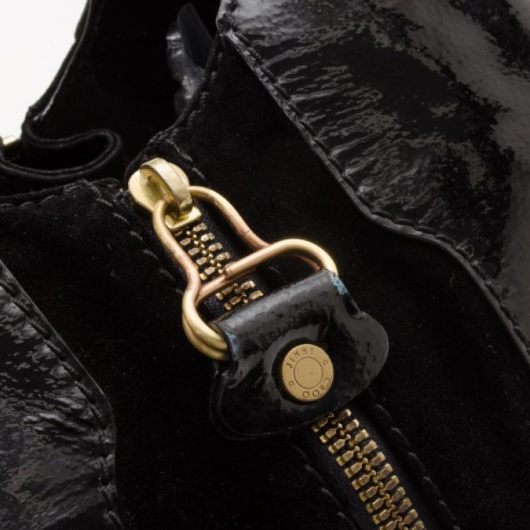 Pre Owned Jimmy Choo Black Leather Middle Zip Hobo