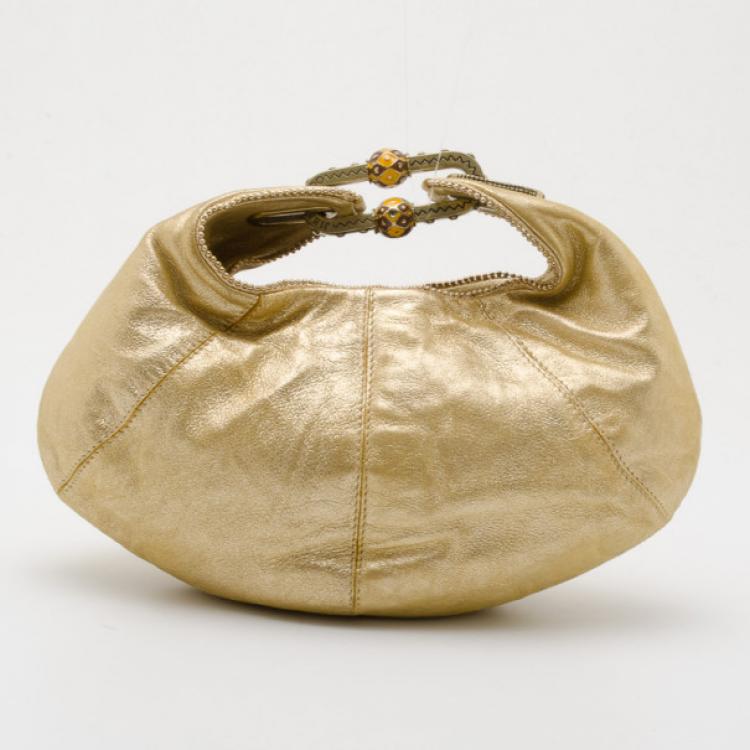 مملوكة مسبقًا Jimmy Choo Gold Metallic Small Hobo