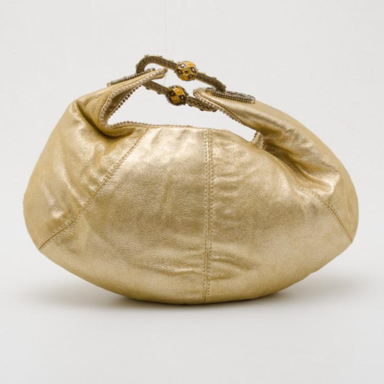 مملوكة مسبقًا Jimmy Choo Gold Metallic Small Hobo