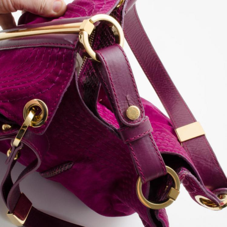 Pre Owned Jimmy Choo Fuschia Suede Alex Shoulder Bag