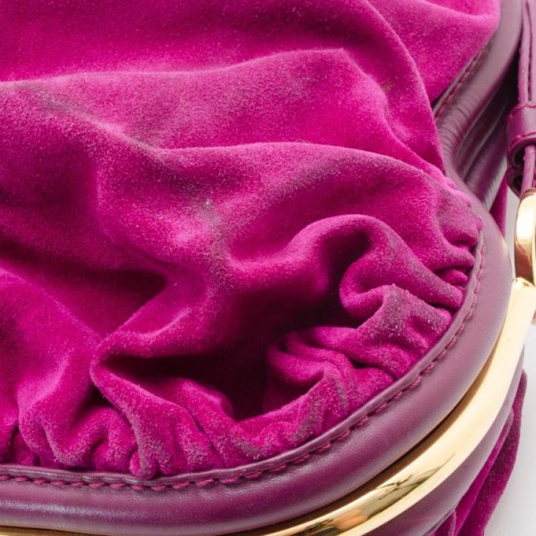 Pre Owned Jimmy Choo Fuschia Suede Alex Shoulder Bag
