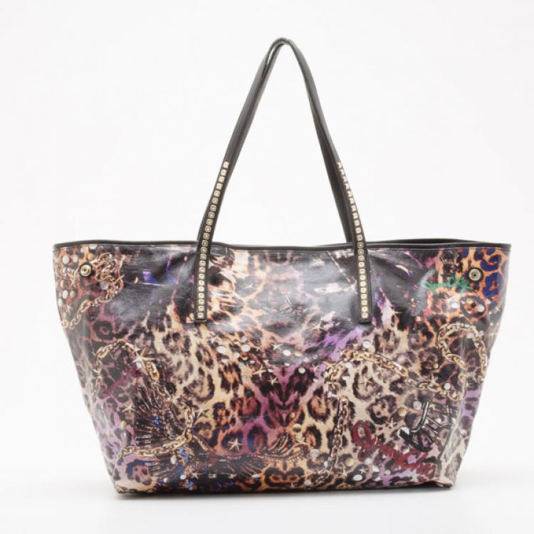 Pre Owned Jimmy Choo Animal Print Glazed Canvas Shopper