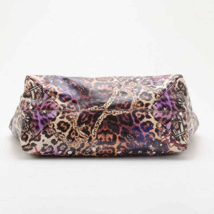 Pre Owned Jimmy Choo Animal Print Glazed Canvas Shopper