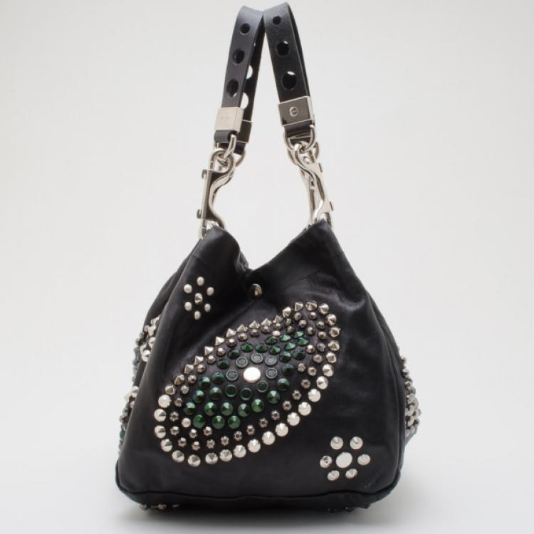 Pre Owned Jimmy Choo Black Studded Lohla Jane Hobo