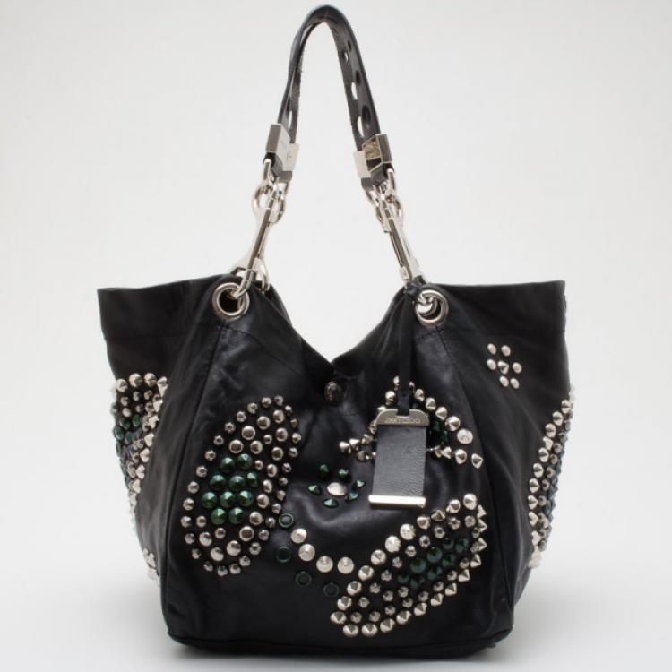 Pre Owned Jimmy Choo Black Studded Lohla Jane Hobo