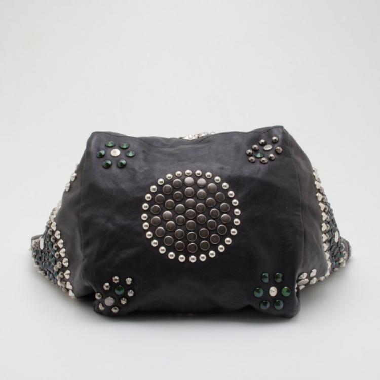 Pre Owned Jimmy Choo Black Studded Lohla Jane Hobo