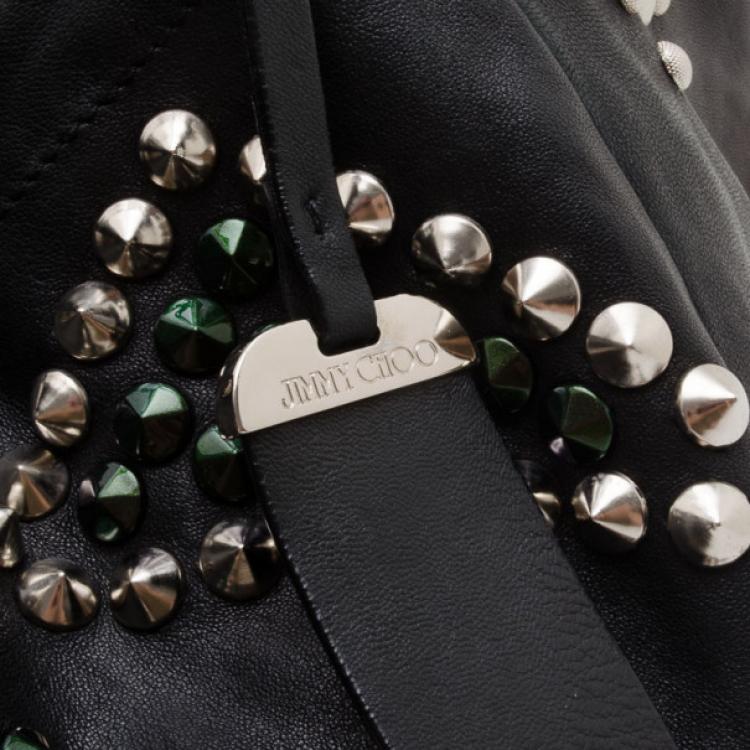 Pre Owned Jimmy Choo Black Studded Lohla Jane Hobo