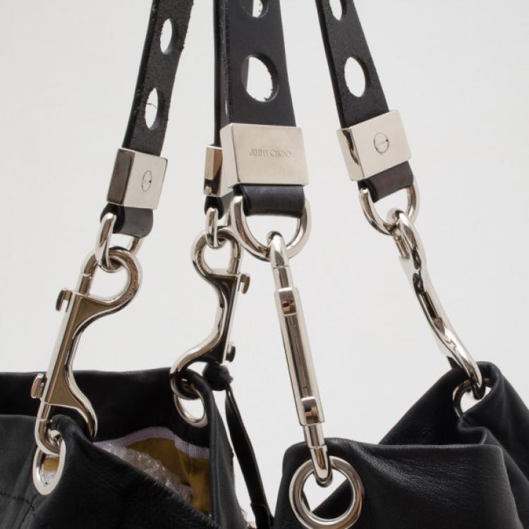 Pre Owned Jimmy Choo Black Studded Lohla Jane Hobo
