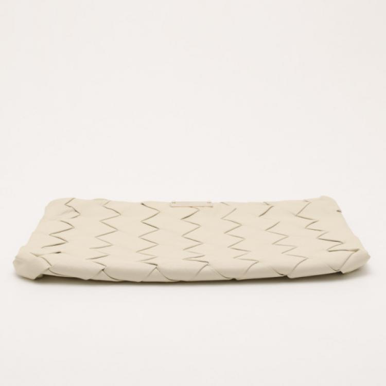 Pre Owned Jimmy Choo Beige Leather Woven Zulu Clutch