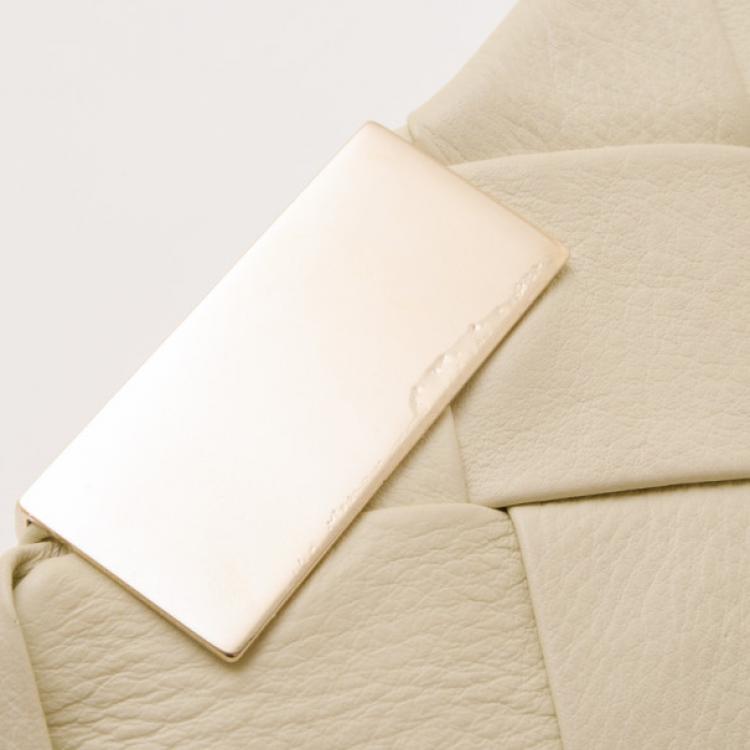Pre Owned Jimmy Choo Beige Leather Woven Zulu Clutch