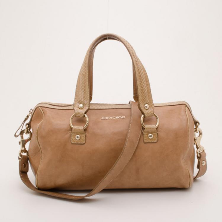 Pre Owned Jimmy Choo Nude Leather and Python Satchel