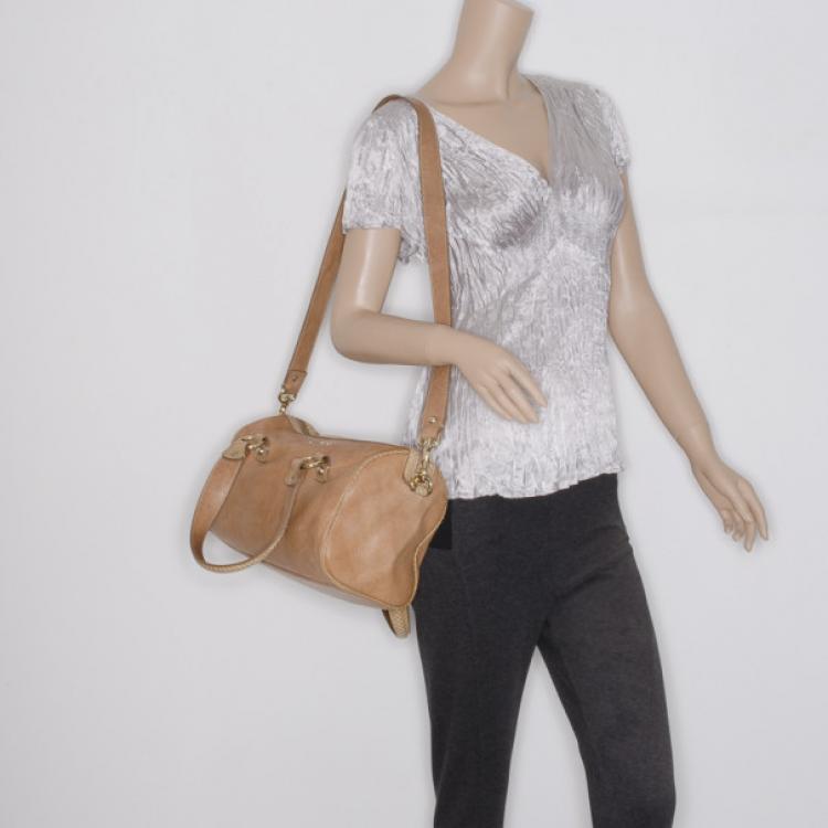 Pre Owned Jimmy Choo Nude Leather and Python Satchel