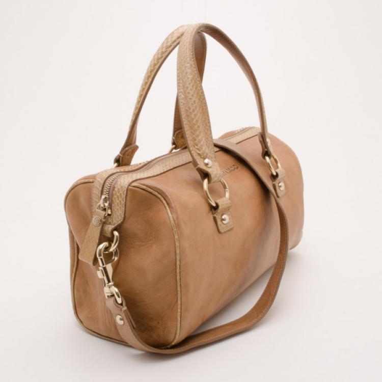 Pre Owned Jimmy Choo Nude Leather and Python Satchel