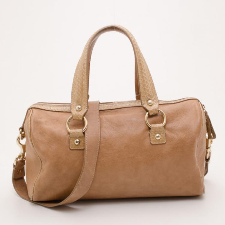 Pre Owned Jimmy Choo Nude Leather and Python Satchel