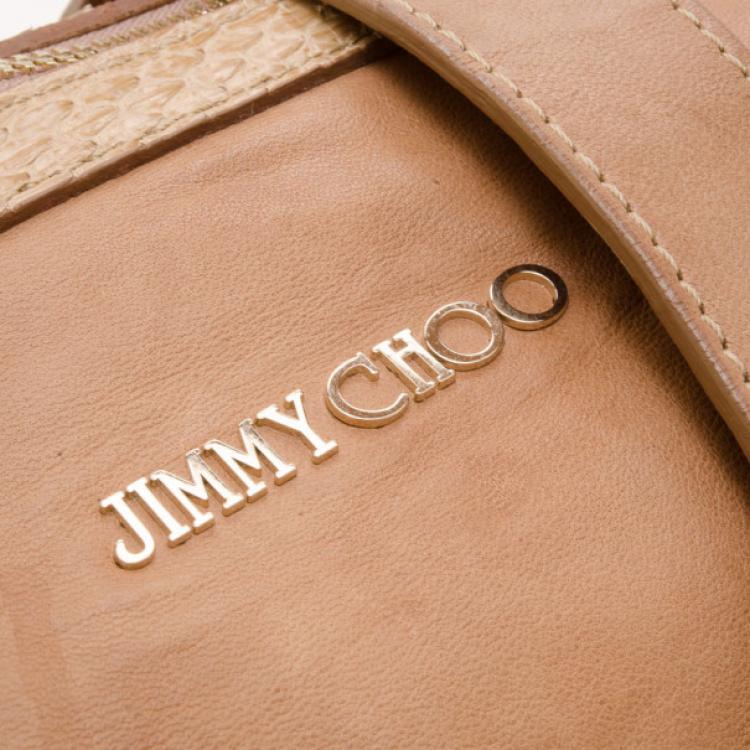 Pre Owned Jimmy Choo Nude Leather and Python Satchel