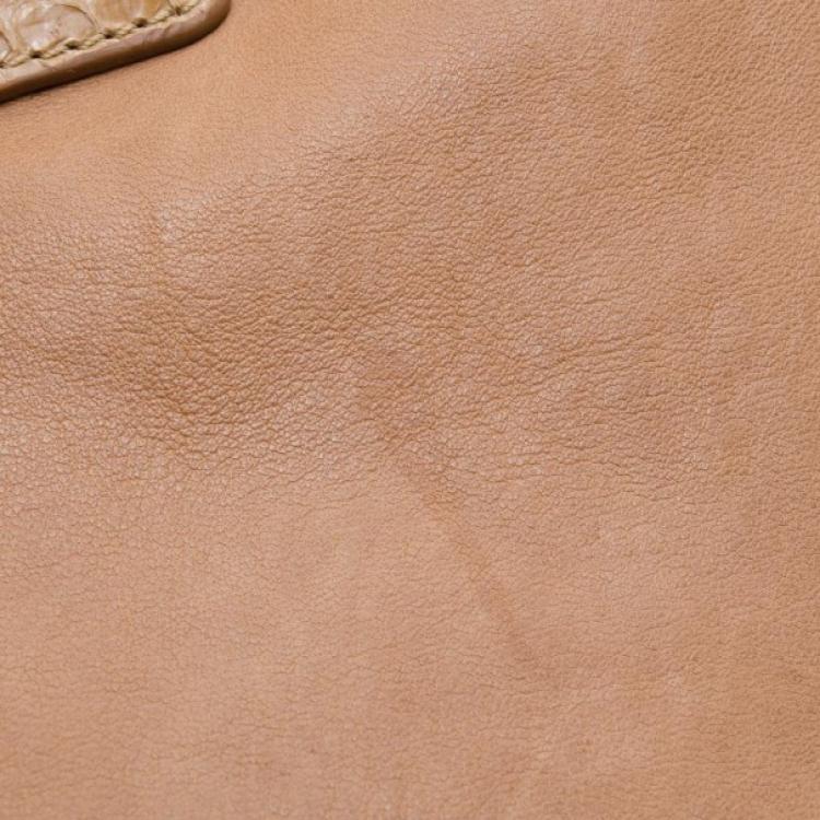 Pre Owned Jimmy Choo Nude Leather and Python Satchel