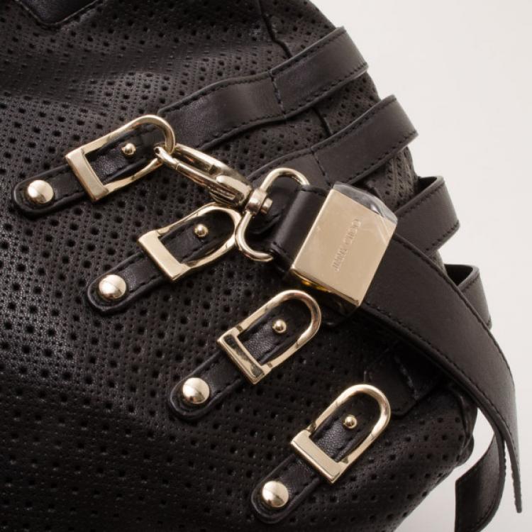 مملوكة مسبقًا Jimmy Choo Black Perforated Leather Bree Shoulder Bag   