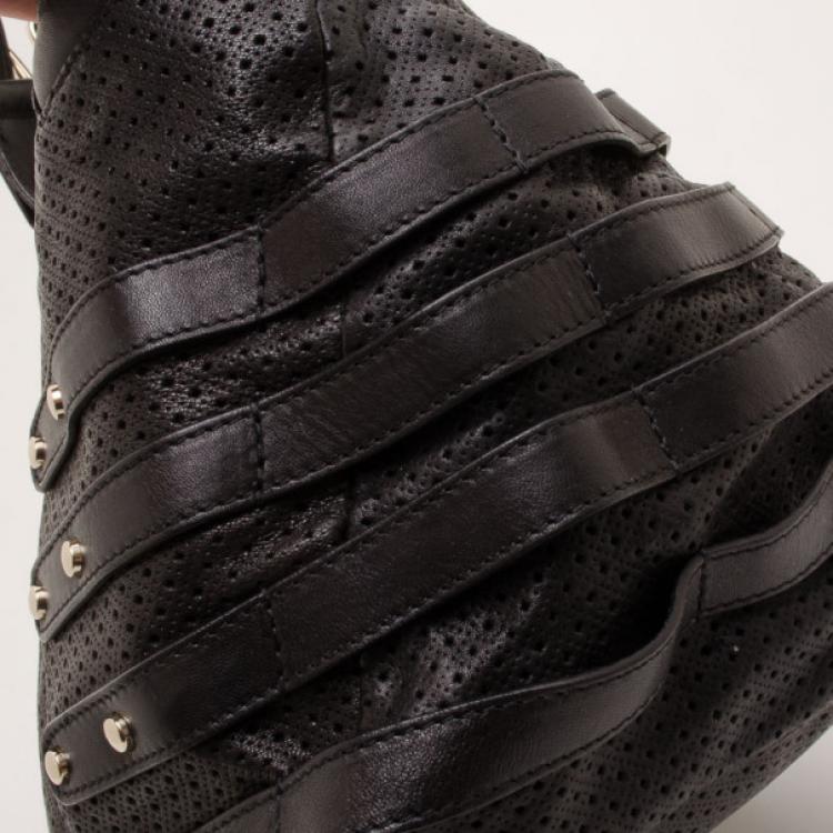 مملوكة مسبقًا Jimmy Choo Black Perforated Leather Bree Shoulder Bag   