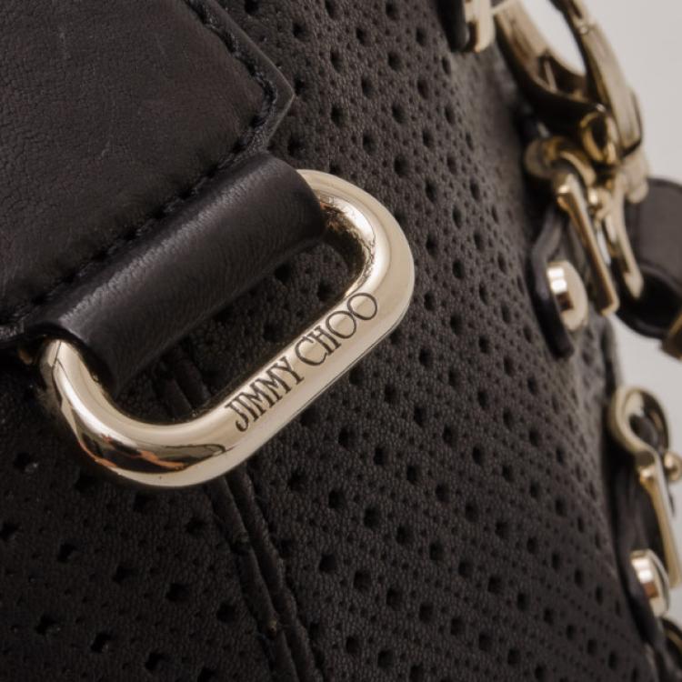 مملوكة مسبقًا Jimmy Choo Black Perforated Leather Bree Shoulder Bag   