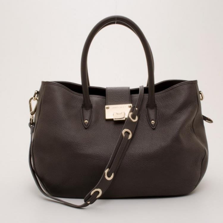 Pre Owned Jimmy Choo Grey 'Rania' Convertible Leather Tote 