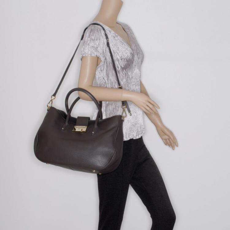 Pre Owned Jimmy Choo Grey 'Rania' Convertible Leather Tote 