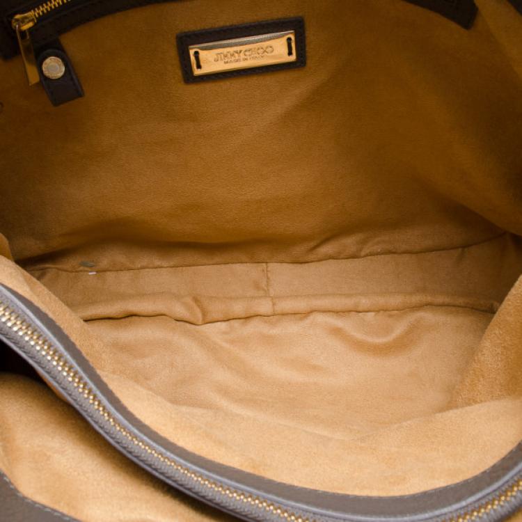 Pre Owned Jimmy Choo Grey 'Rania' Convertible Leather Tote 