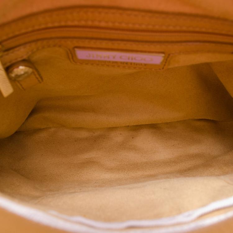 Pre Owned Jimmy Choo Blonde Whipstitch Leather Leah Crossbody Bag