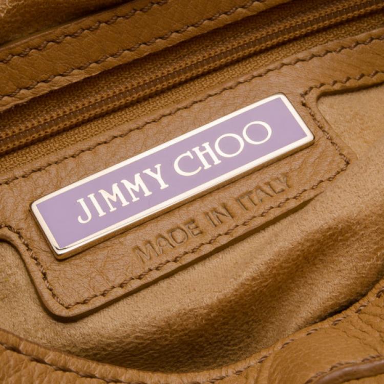 Pre Owned Jimmy Choo Blonde Whipstitch Leather Leah Crossbody Bag