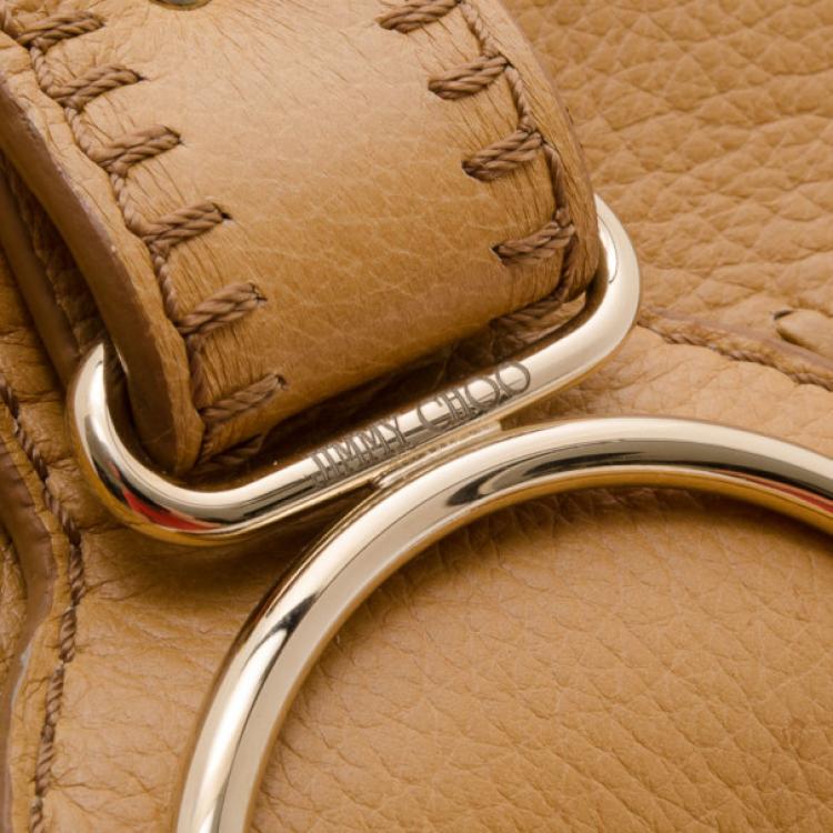 Pre Owned Jimmy Choo Blonde Whipstitch Leather Leah Crossbody Bag