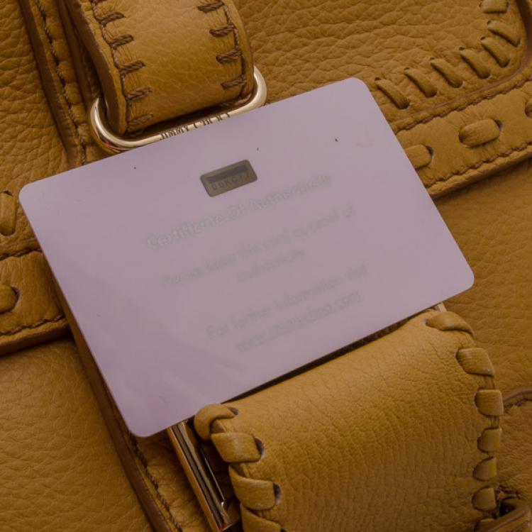 Pre Owned Jimmy Choo Blonde Whipstitch Leather Leah Crossbody Bag