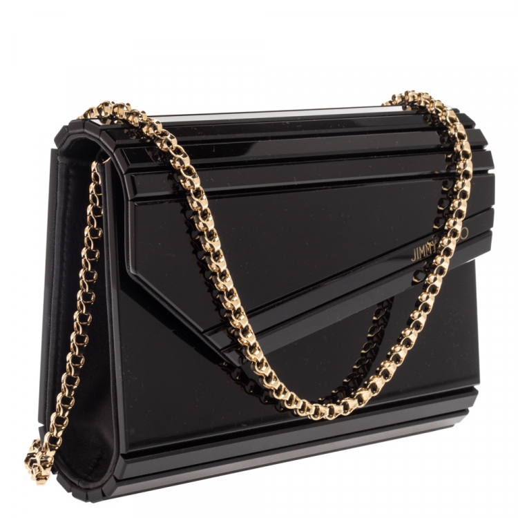 Pre Owned Jimmy Choo Black Acrylic Candy Clutch Bag