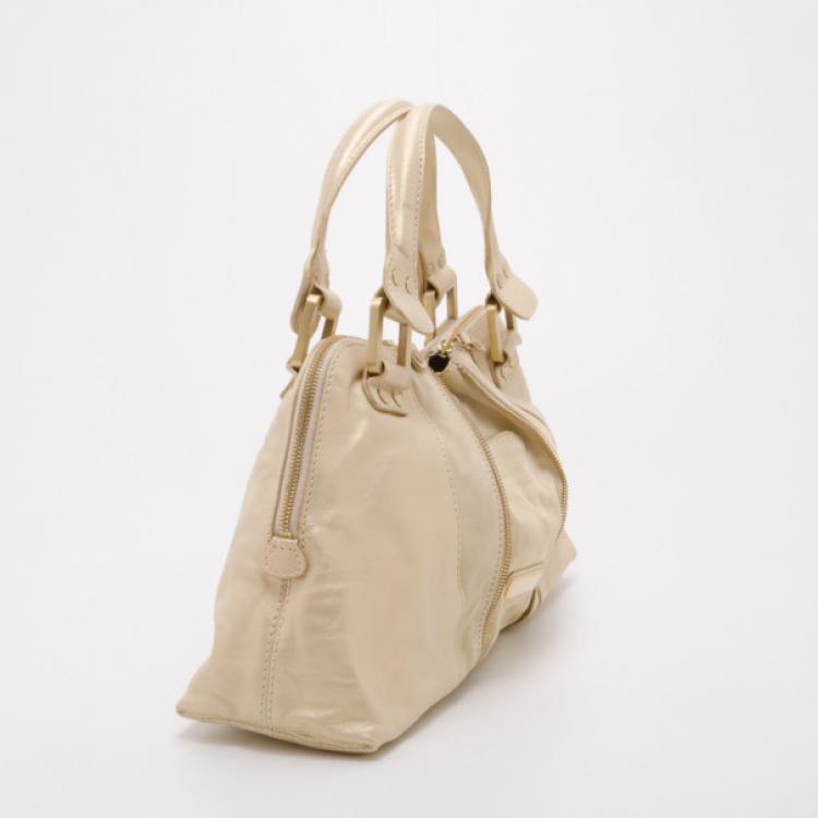 مملوكة مسبقًا Jimmy Choo Beige Mandah Satchel