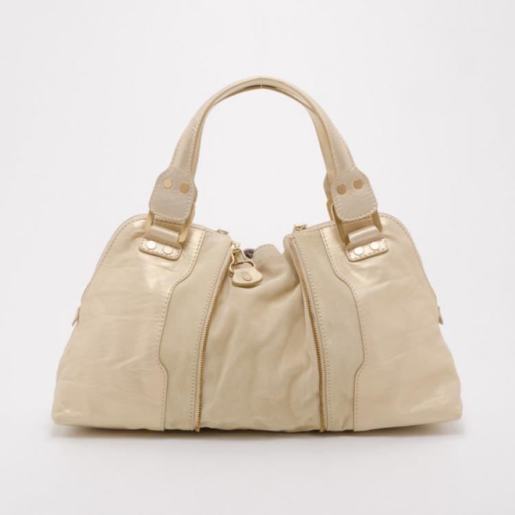مملوكة مسبقًا Jimmy Choo Beige Mandah Satchel
