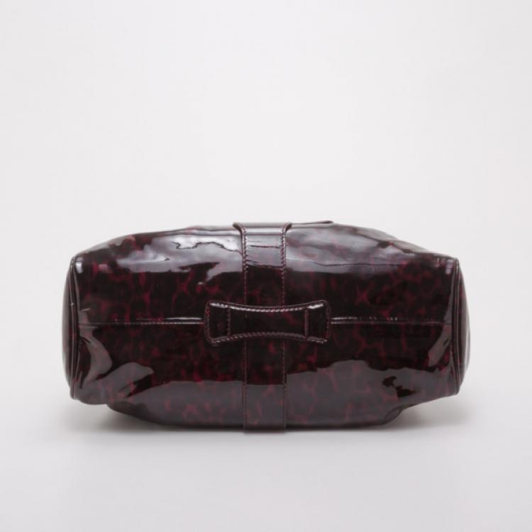 Pre Owned Jimmy Choo Bordeaux Patent Leopard Ramona Bag