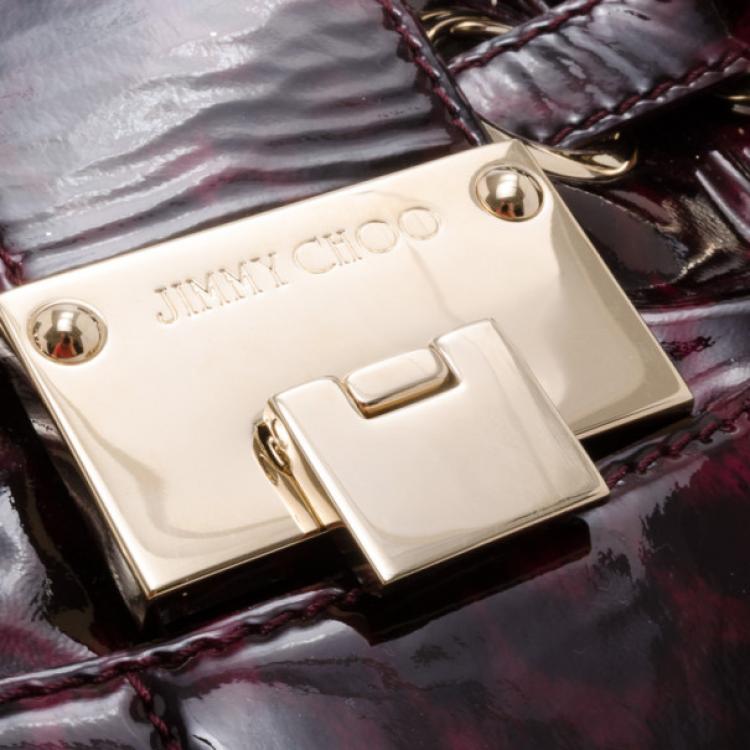 Pre Owned Jimmy Choo Bordeaux Patent Leopard Ramona Bag
