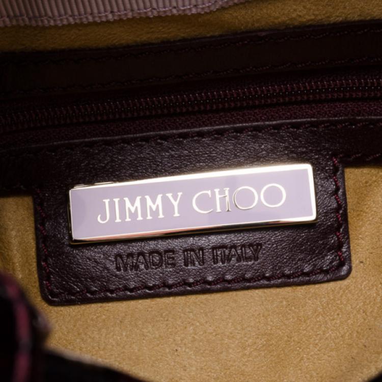 Pre Owned Jimmy Choo Bordeaux Patent Leopard Ramona Bag