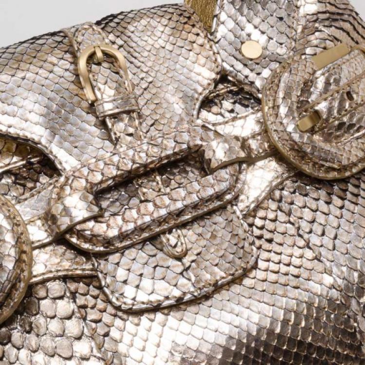 Pre Owned Jimmy Choo Gold Python Tulita Bag