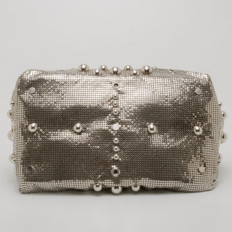 Pre Owned Jimmy Choo Silver Studded Chain Mail Tulita Hobo 