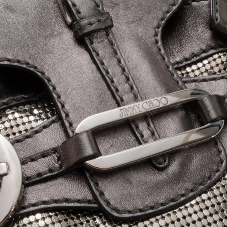 Pre Owned Jimmy Choo Silver Studded Chain Mail Tulita Hobo 