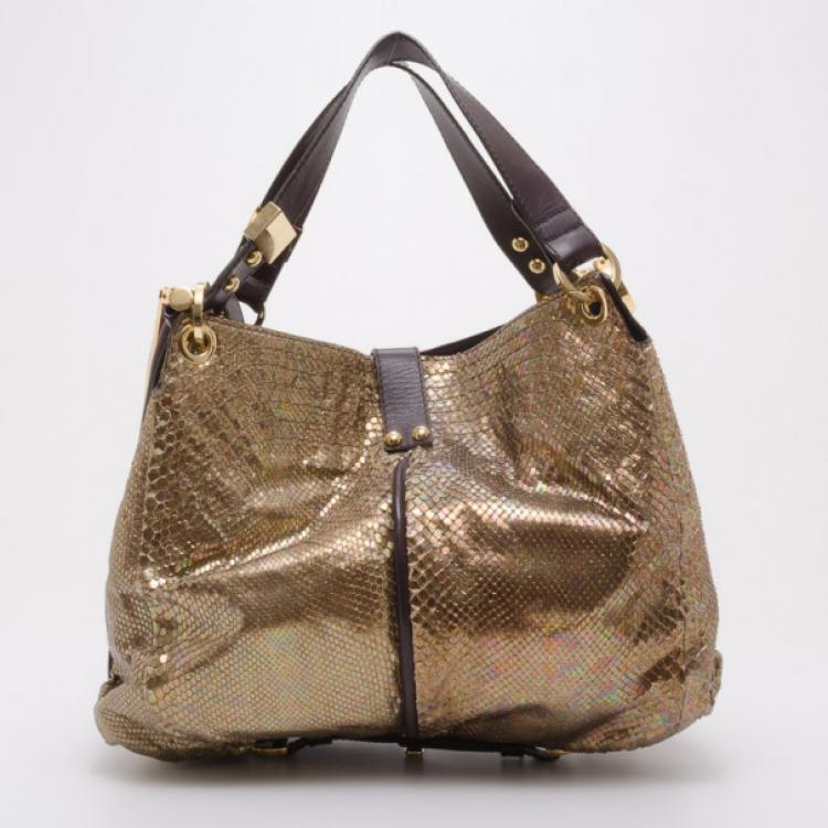 Pre Owned Jimmy Choo Gold Alex Handbag