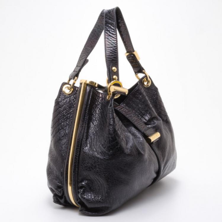Pre Owned Jimmy Choo Black Leather Alex Shoulder Bag 