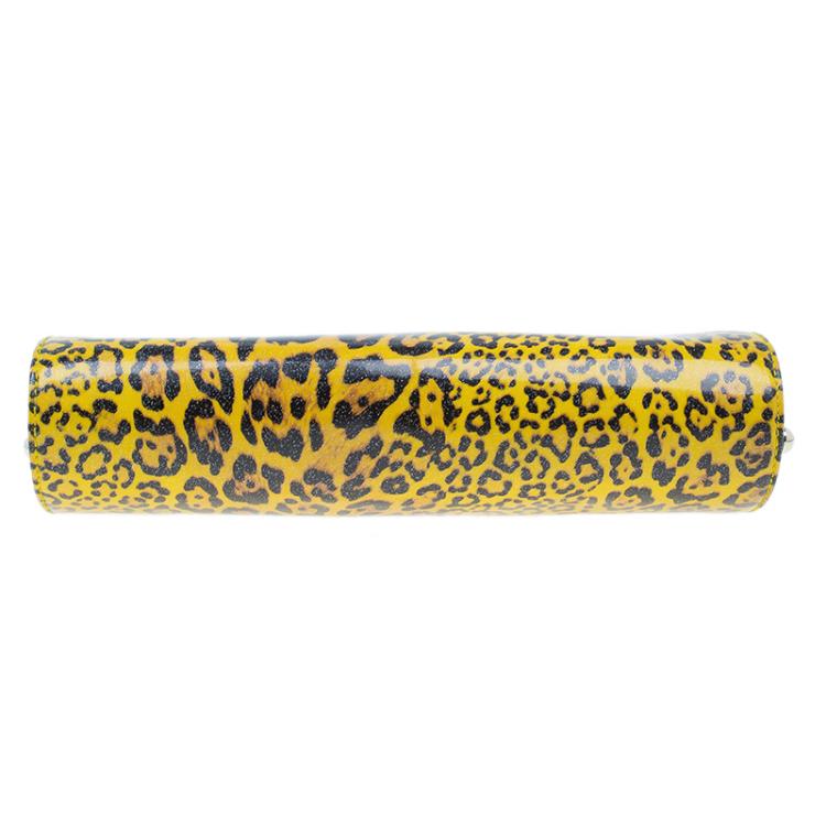 Pre Owned Jimmy Choo Yellow Patent Leopard Print Twill Tube Clutch