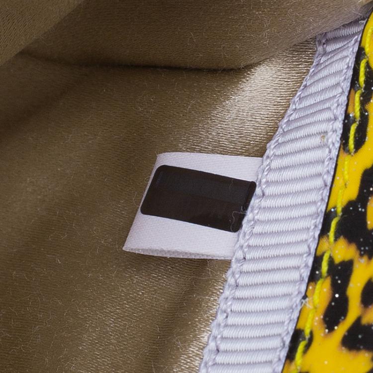 Pre Owned Jimmy Choo Yellow Patent Leopard Print Twill Tube Clutch