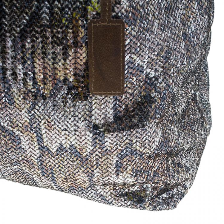 Pre Owned Jimmy Choo Brown Python Print Leather/Sequin Bea Tote Bag