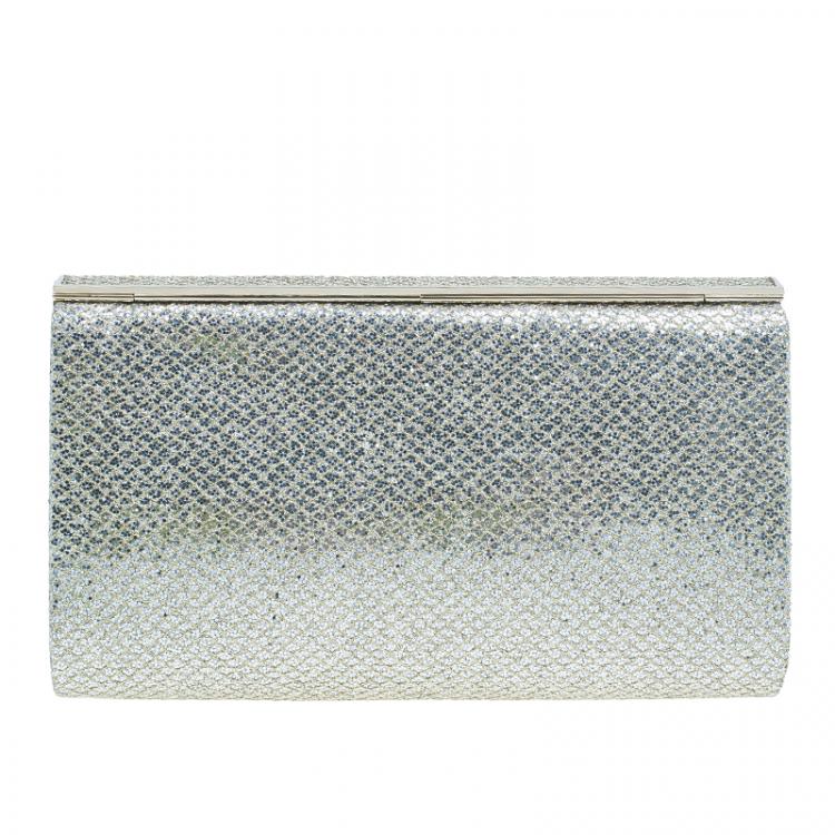 Pre Owned Jimmy Choo Gold Glitter Finished Cayla Clutch