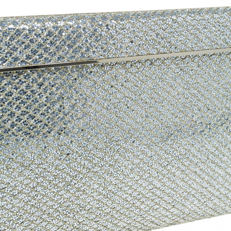 Pre Owned Jimmy Choo Gold Glitter Finished Cayla Clutch