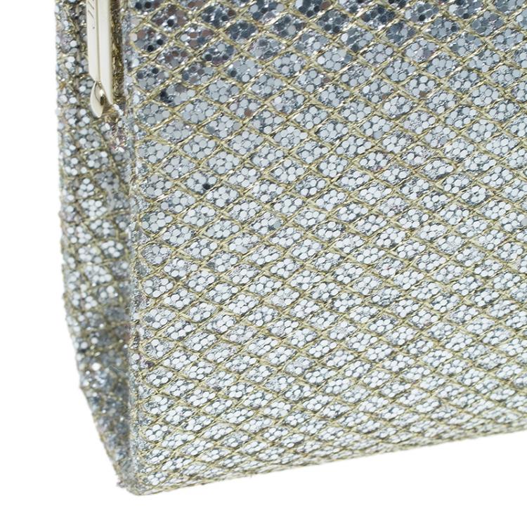Pre Owned Jimmy Choo Gold Glitter Finished Cayla Clutch