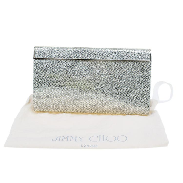 Pre Owned Jimmy Choo Gold Glitter Finished Cayla Clutch