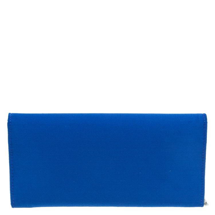 Pre Owned Jimmy Choo Electric Blue Satin Exclusive Milla Chain Clutch 