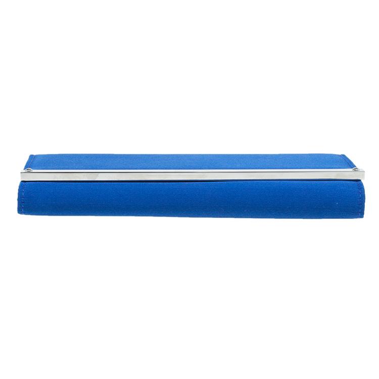 Pre Owned Jimmy Choo Electric Blue Satin Exclusive Milla Chain Clutch 
